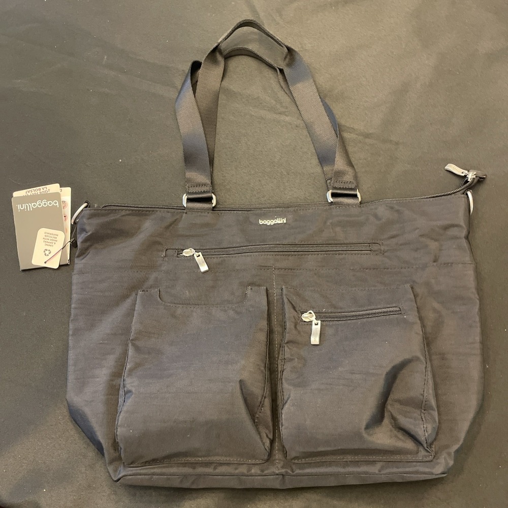 Baggallini Any Day Laptop Computer Tote Bag Black Nylon NEW